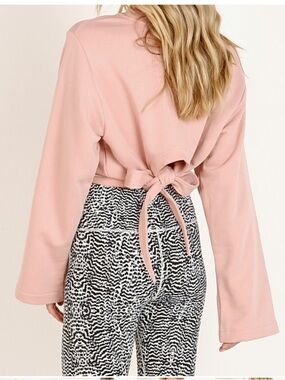 Varley Weymouth Sweatshirt Dusty Pink Open Back Tie Wide Sleeves Size XS